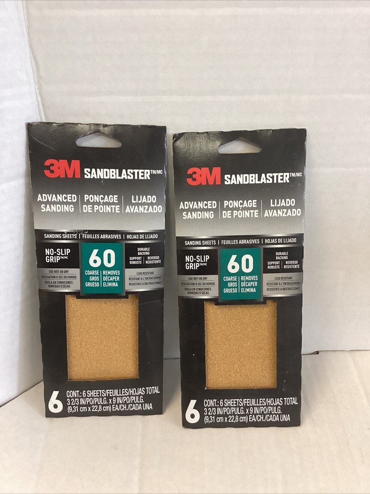 3M Sandblaster 60 Course No-slip Grip Sanding Sheets