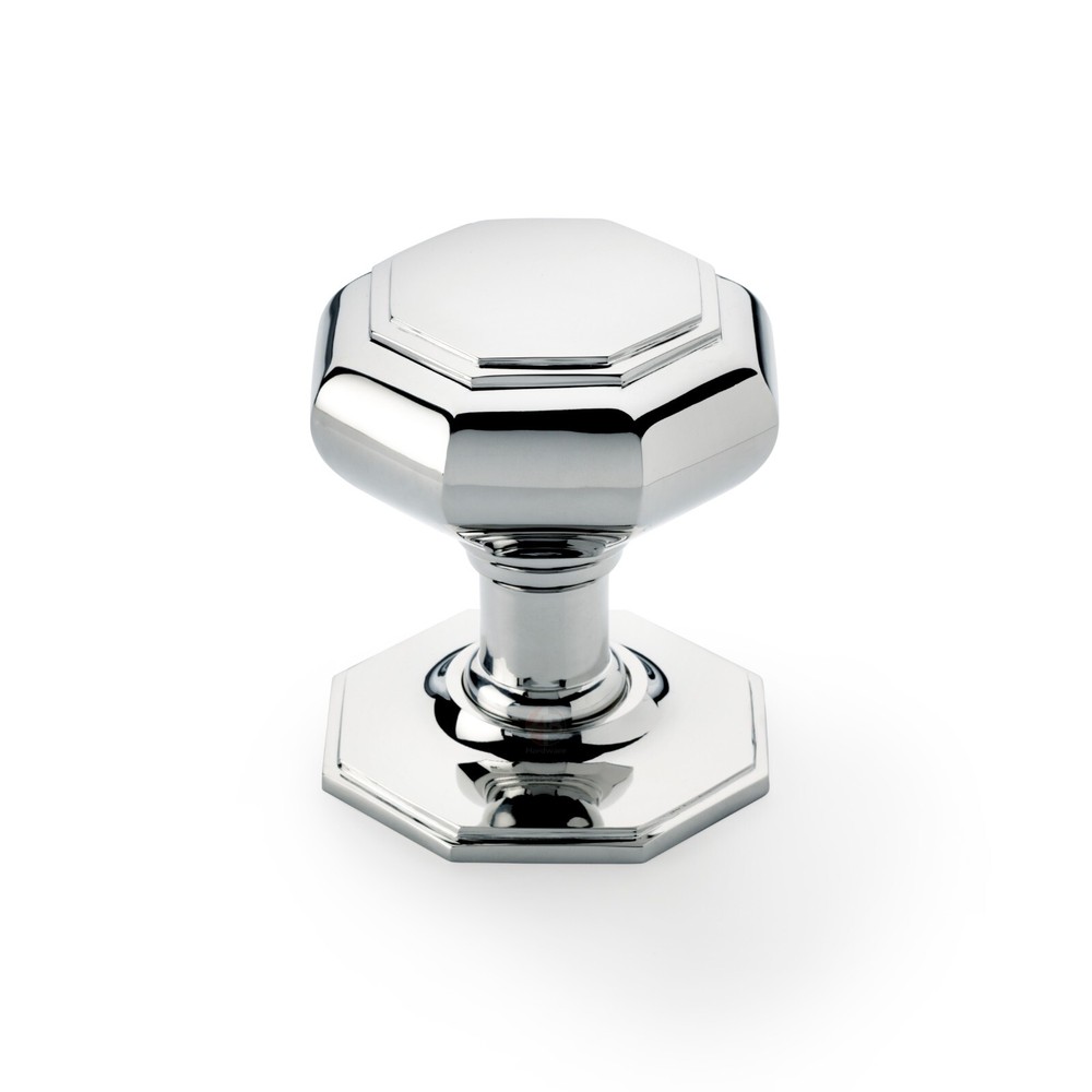 110mm Polished Chrome Octagonal Centre Door Knob Pull Front Back Very Large