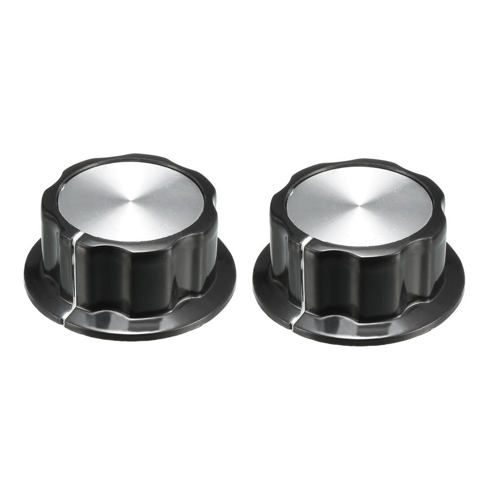 2pcs Top Potentiometer Volume Control Rotary Knobs 44.5x19mm Silver Tone