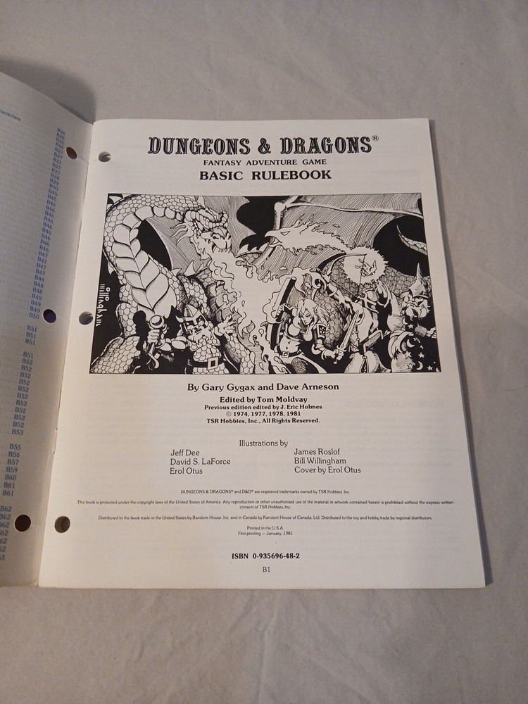 Vintage Dungeons and Dragons Basic Rulebook Very Fine Condition