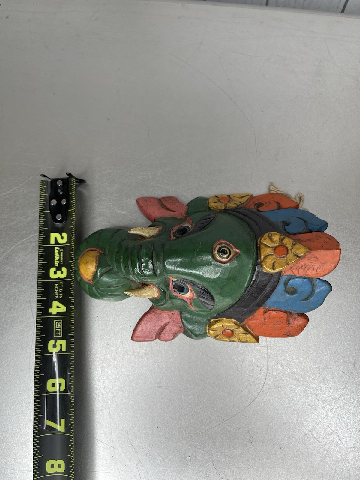 Wooden Carved GANESH Mask Wood CARVED MASK Hand Painted VTG