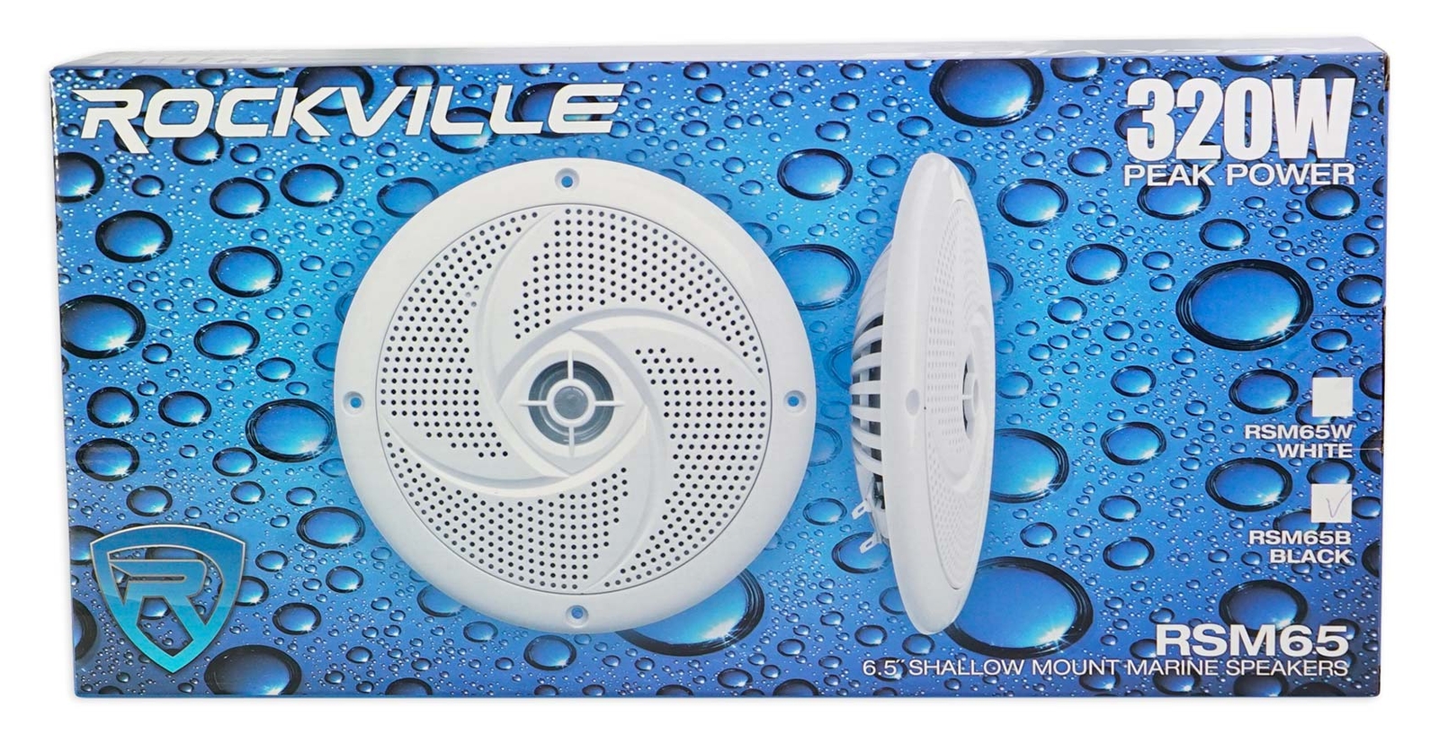 (4) Rockville RSM65B 6.5" 640 Watt Waterproof Shallow Slim Marine Boat Speakers