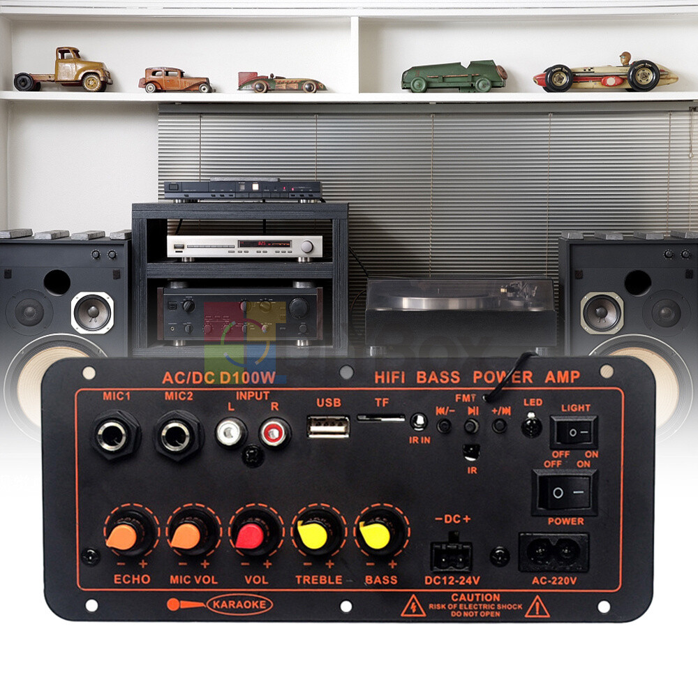 D100W Bluetooth Audio Amplifier Board Subwoofer Microphone input DC12 24V AC220V
