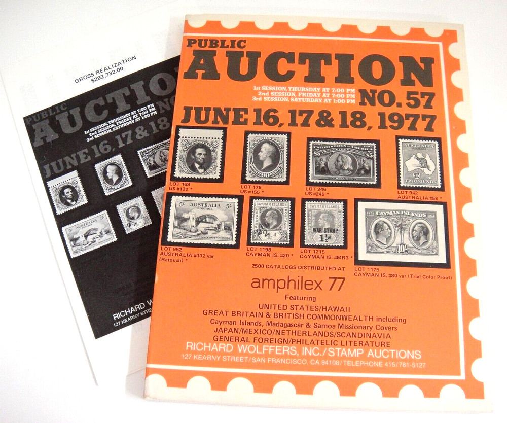 Wolffers Stamp Auction Catalog 1977 w Prices Realized Hawaii Covers Confederate