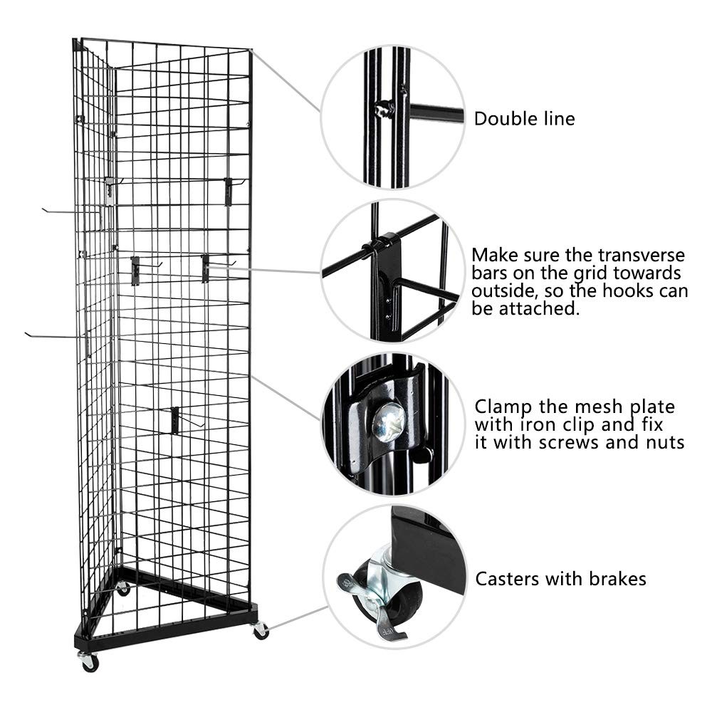 6'x 2'Triangle Grid Panel Tower with Base and Casters 5mm Wire 220 lbs Capacity