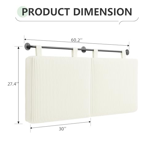 Headboard Size，Modern Wall Mounted Headboards with LED Light for Queen White