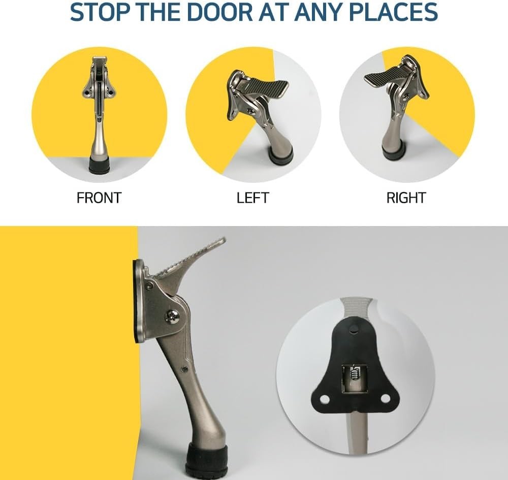 Easy Foot Operation Door Holder, Height-Adjustable Tips - 4"