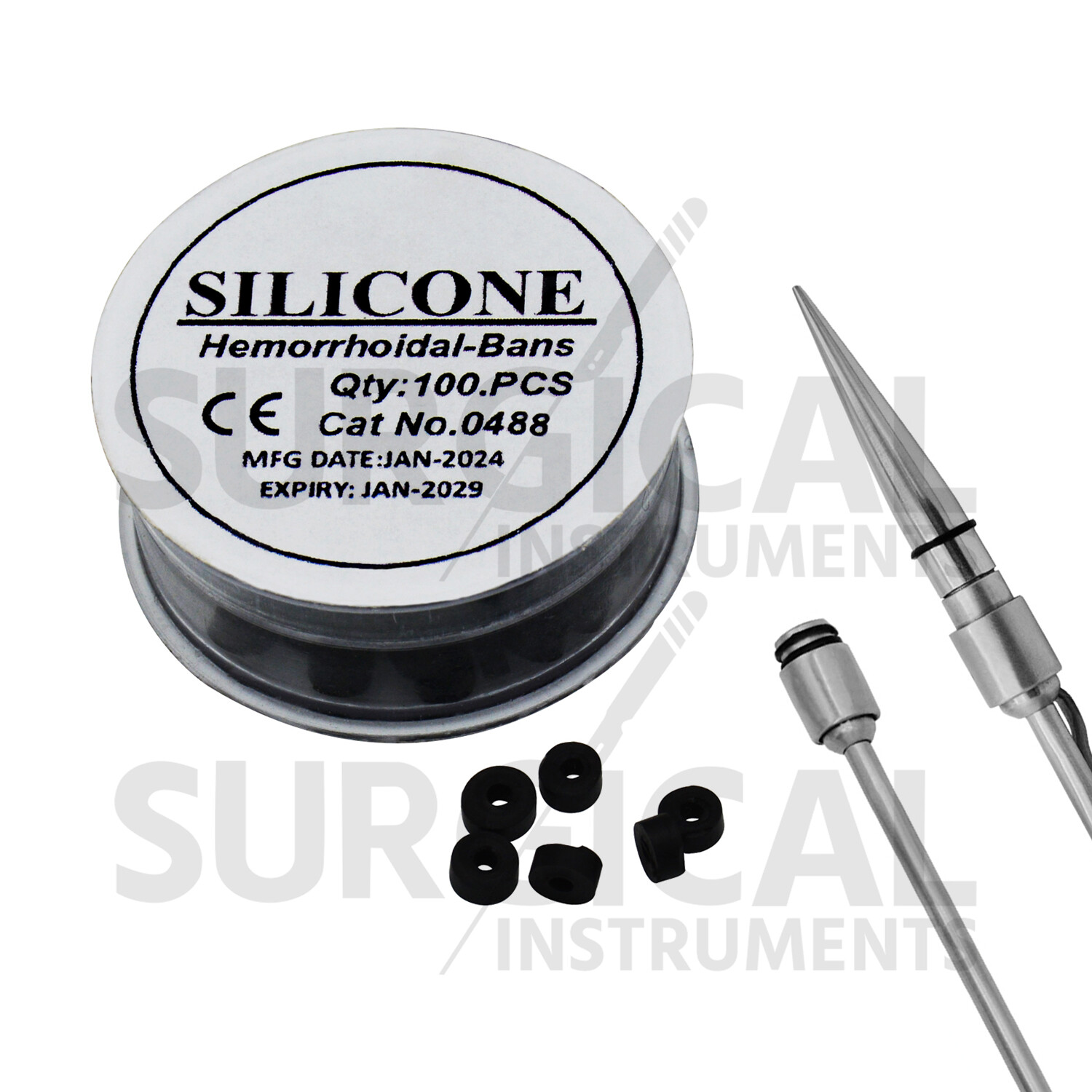 Silicone Hemorrhoid Bands Latex O Rings Set Black Rubbers For Ligator Surgical