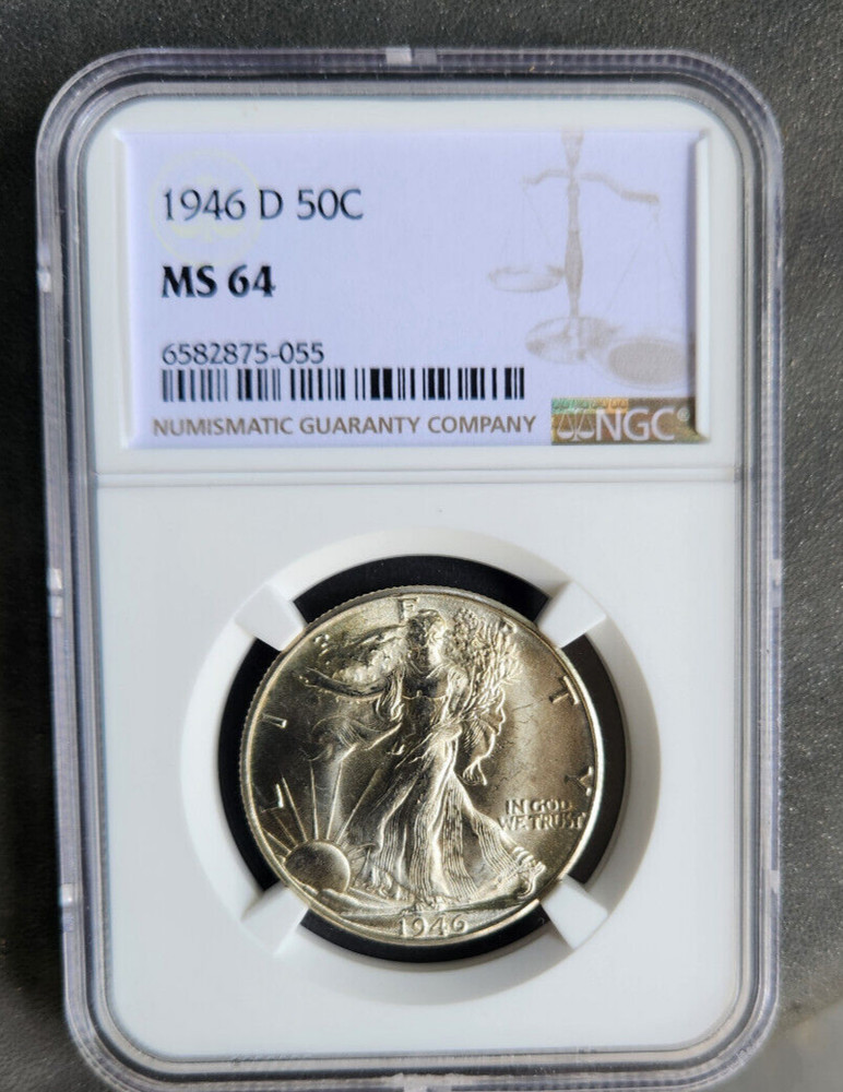 1946 d walking liberty half dollar NGC MS 64