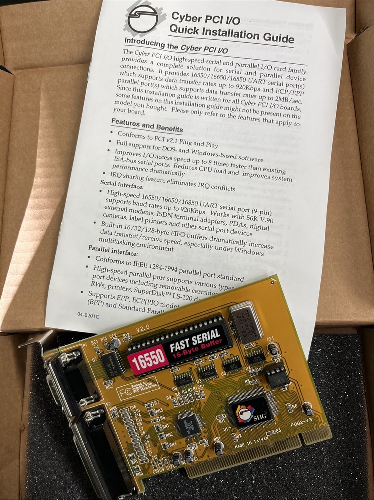 SIIG 16550 Fast Serial  16-Byte Buffer Board Ver. 1.0