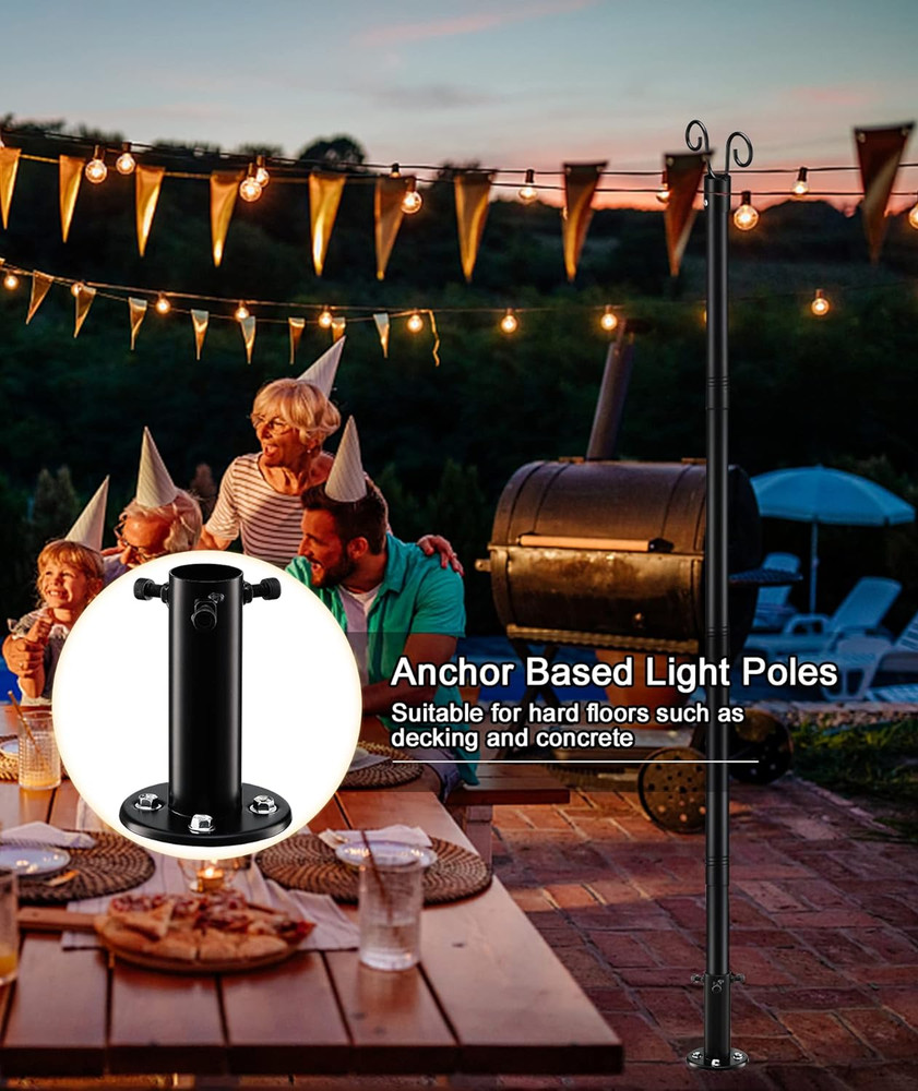 2 Pack Deck Patio Light hanging Pole for Outside String Lights for Wedding Party
