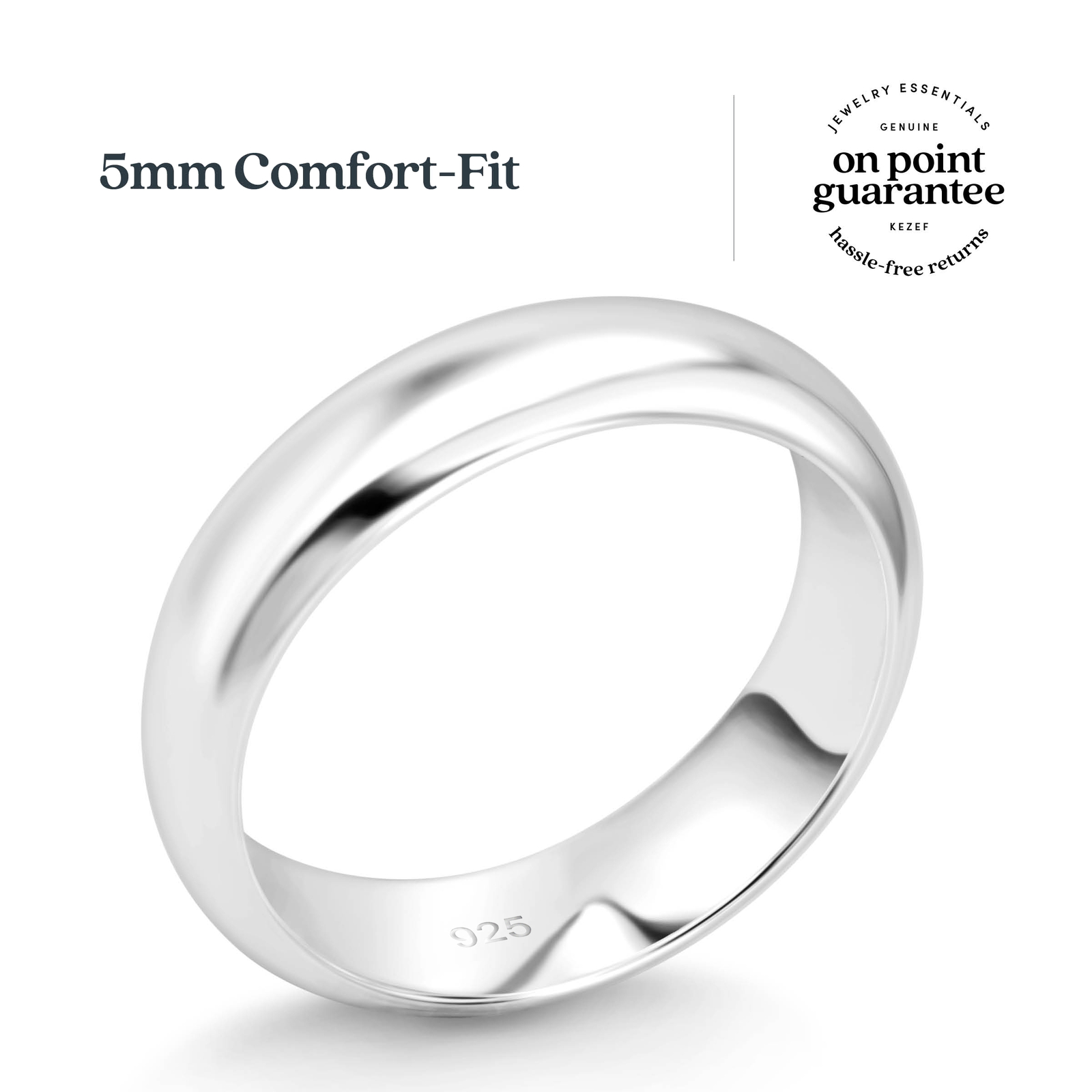 925 Sterling Silver Bridal Wedding Ring Comfort Ring Solid - 2mm to 8mm width