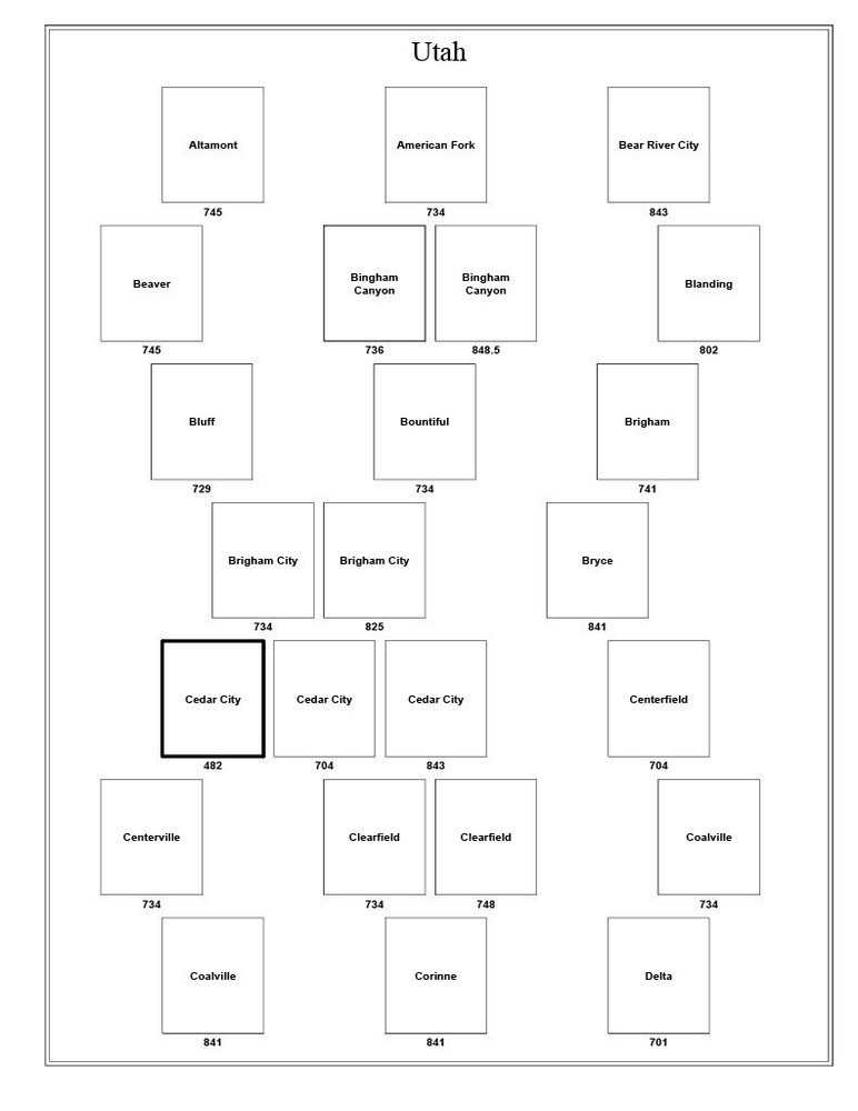 Utah Precancel Town & Type 7 Pages in Sheet Protectors