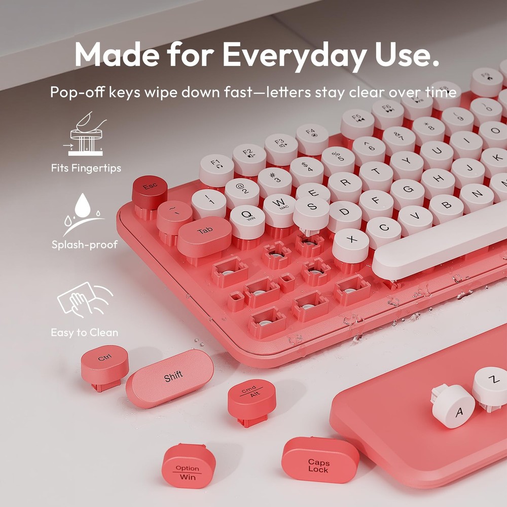 Wireless Keyboard and Mouse Combo, Typewriter Keyboard with Detachable Wrist ...