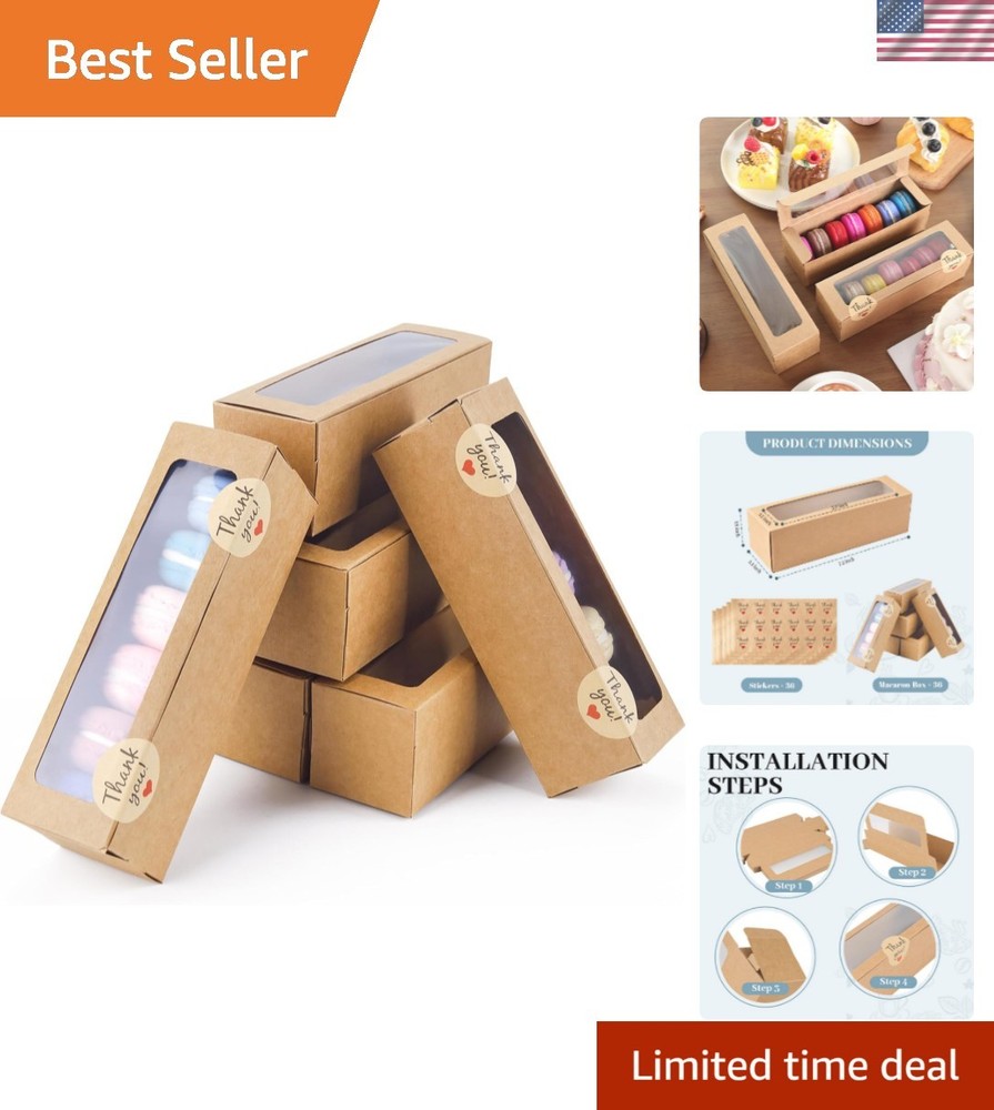 Chic Brown Macaron Boxes 36 Pack - Perfect for Sweets & Gift Presentation