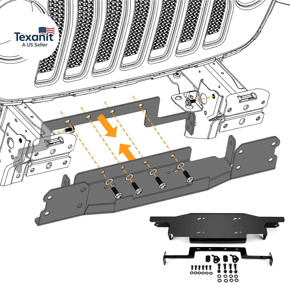Winch Mounting Bracket Kit 13,000Lbs Front Bumper Winch Mount Plate Bracket Comp