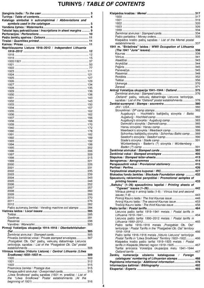 Lithuania Special catalogue 1918-2012