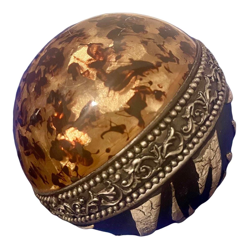 3 Decoritive Orb Set - Zebra, Leopard, Silver 4 inch diameter