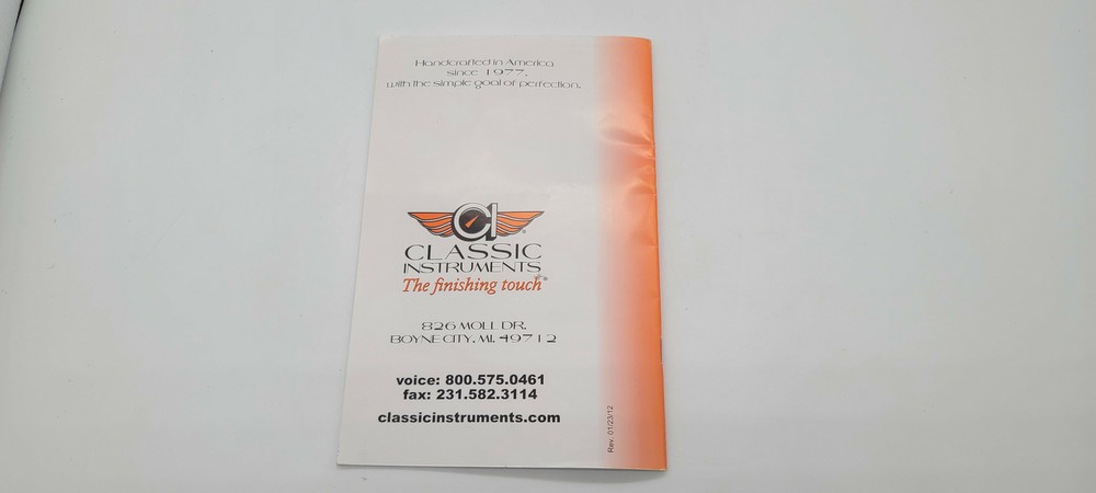 2013 Classic Instruments General Installation Manual + Sticker Speedometer More