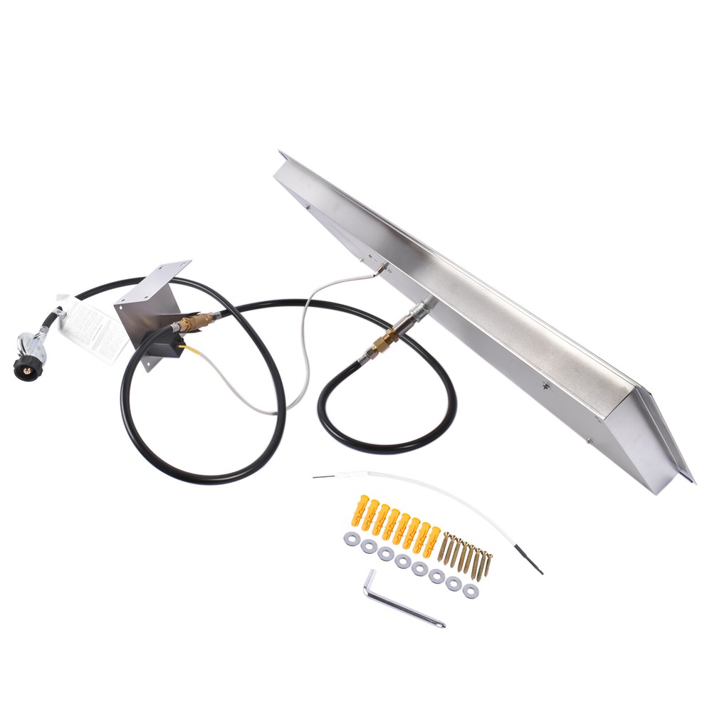 Drop-in Rectangular Stainless Steel Fire Pit  Burner Kit, Propane Gas Fire Pan