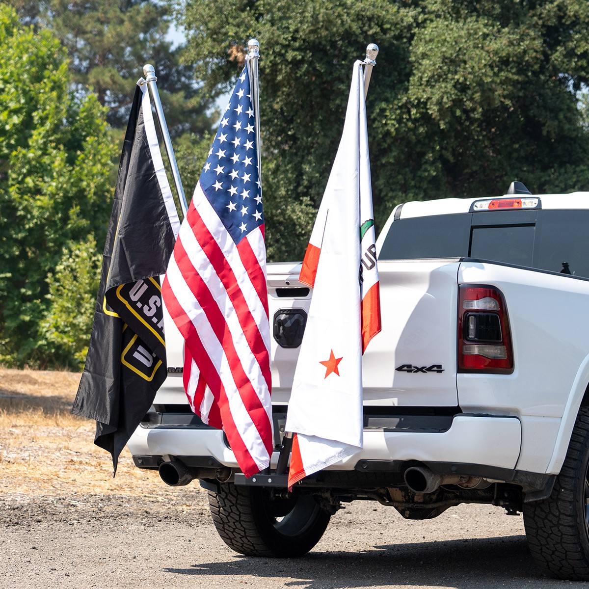 Stark USA Hitch Mount 3 Flag Pole Holder with 2-Inch Hitch Receiver, Flag Mount