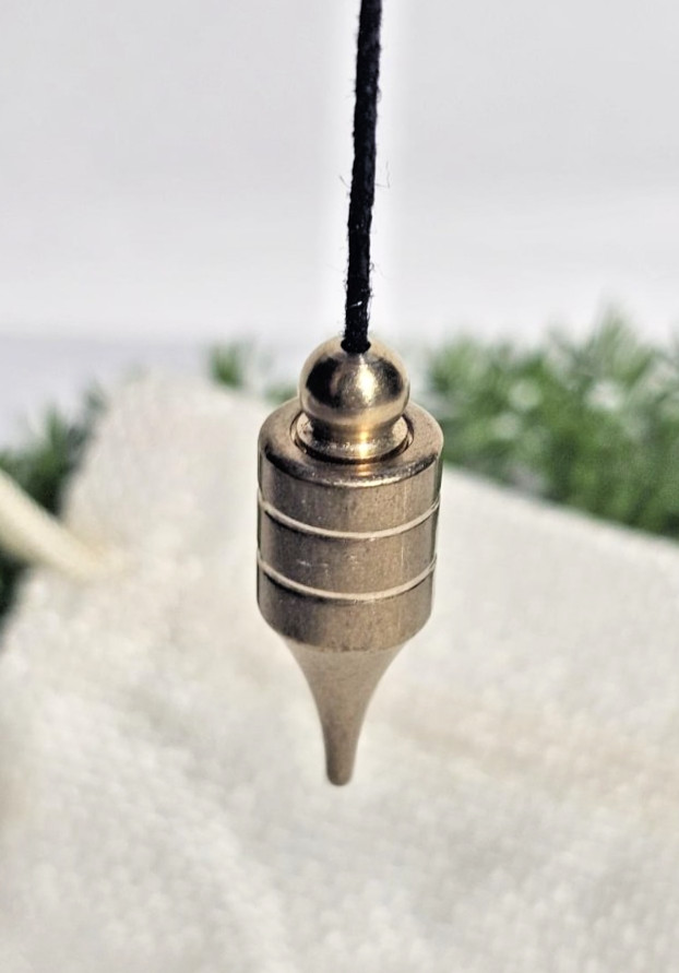 Conical Shaped Dowsing Biolocation Pendulum Brass Gold Toned Gift With Thread
