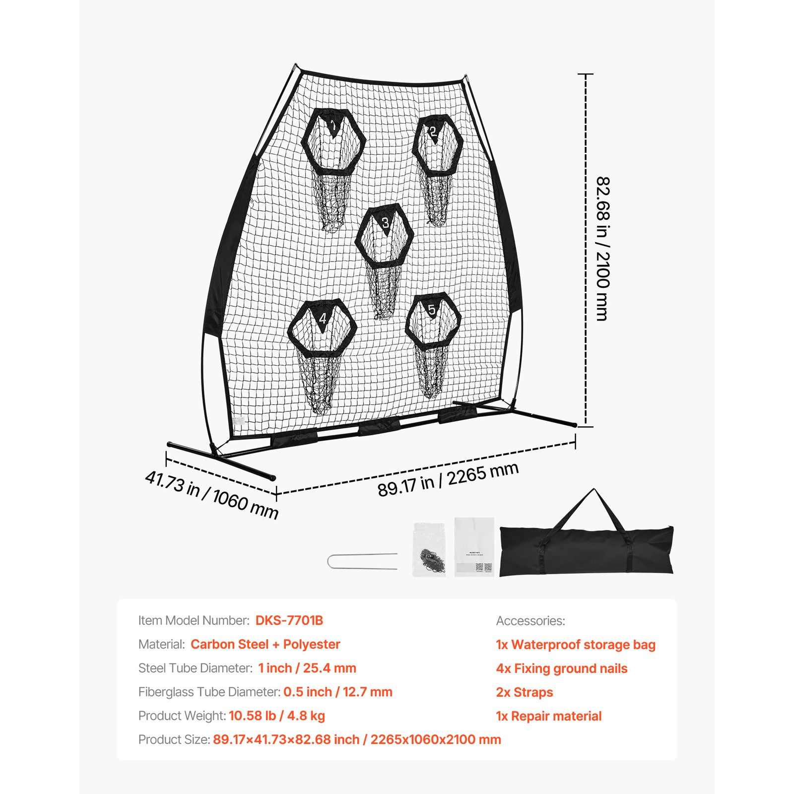 Uimoso 7x7 ft Portable Football Throwing Net for QB Training and Practice, Black