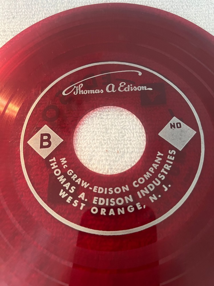 Ruby Red Flex  Transparent Thomas A. Edison Voicewriter 7"McGraw Edison Co.