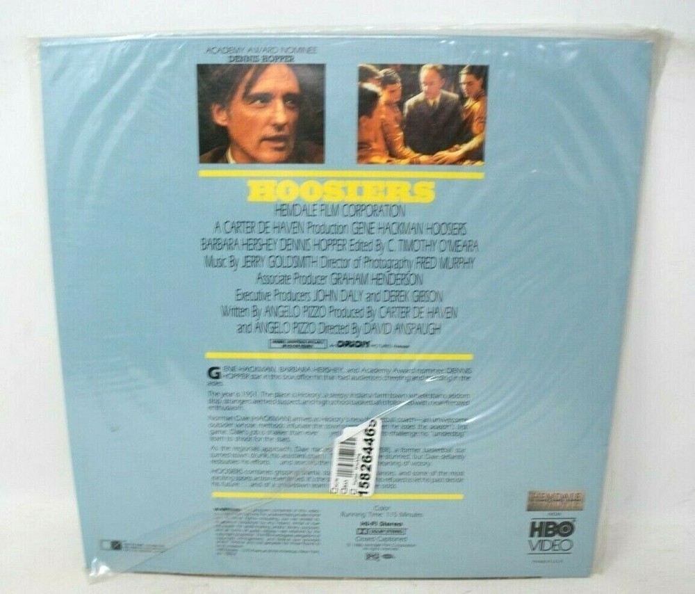 Hoosiers Laserdisc 1986 Gene Hackman