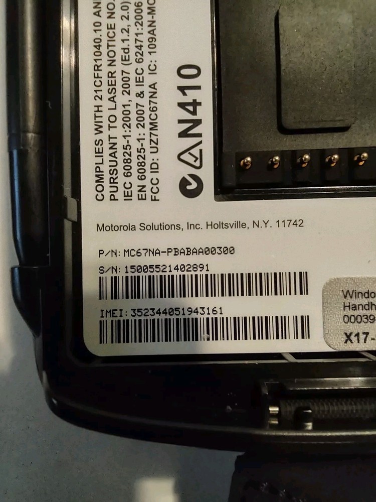 Zebra MC67NA-PDABAB00300 Handheld 2D/1D/QR Barcode Scanner