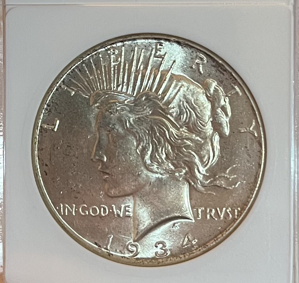 1934 Soapbox ANACS MS63 Peace Silver Dollar