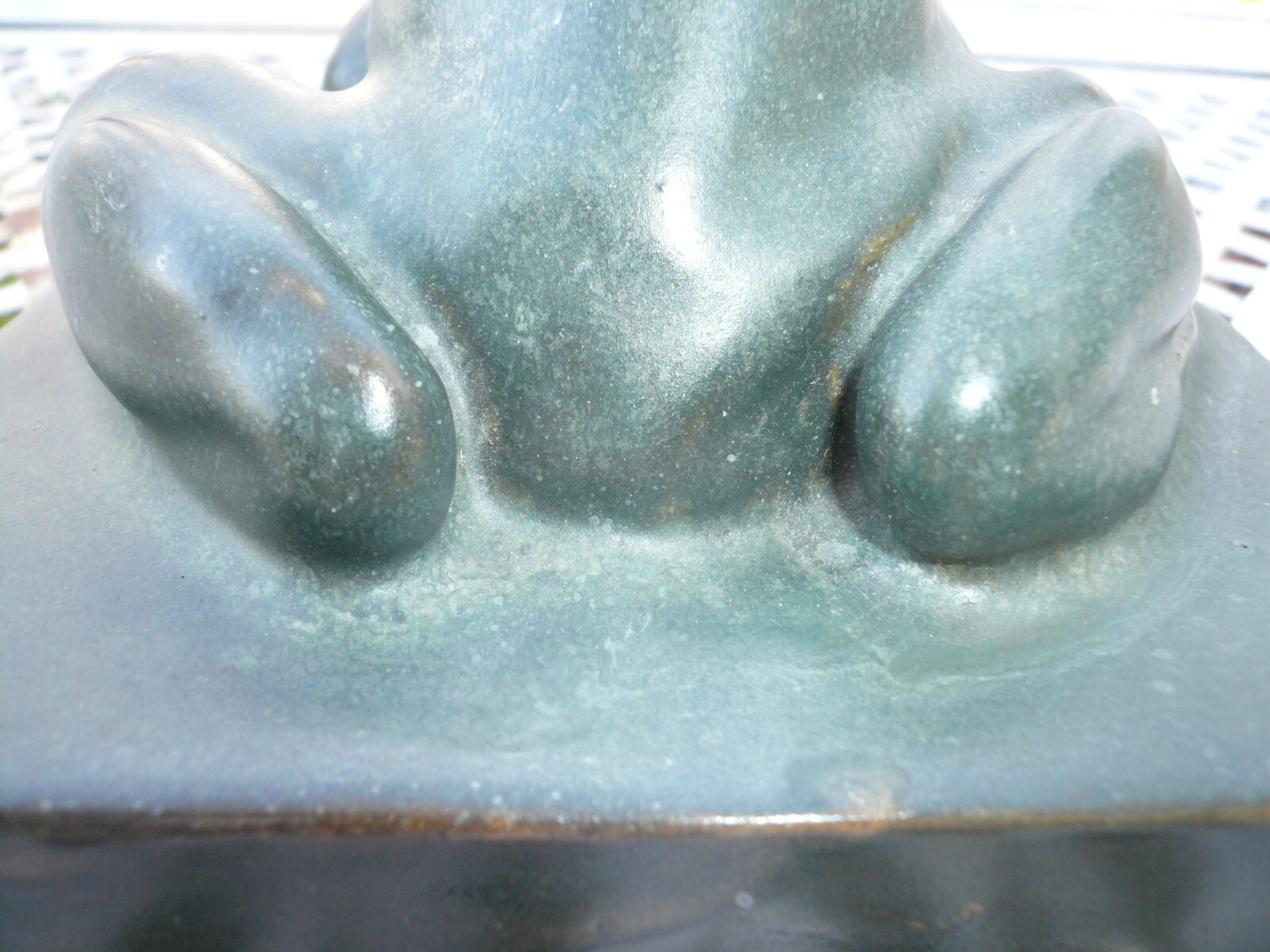 Antique Terra Cotta Garden Frog Fountain Topper Pottery Decor