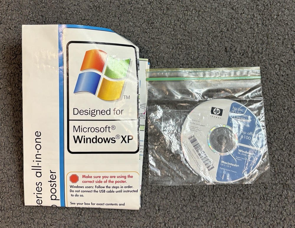 HP PSC 1200 Series All In One Windows Setup Poster Microsoft & CD-ROM