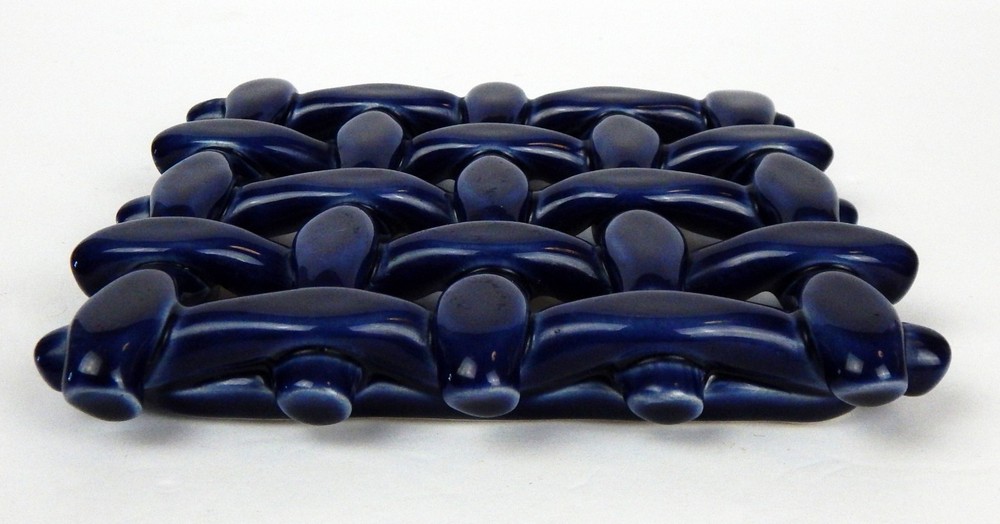 Cobalt Blue Color Woven Ceramic Trivet