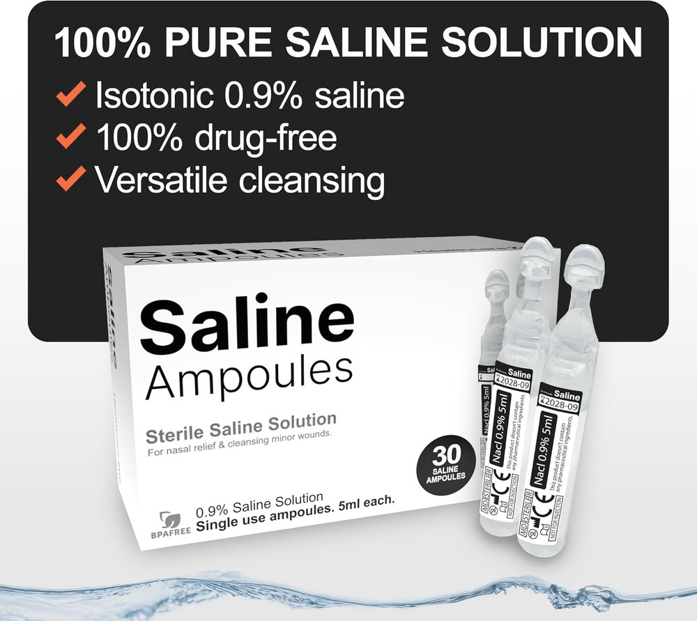 Saline Solution, 0.9% Sodium Chloride, 30 Single-Use 5Ml Tubes