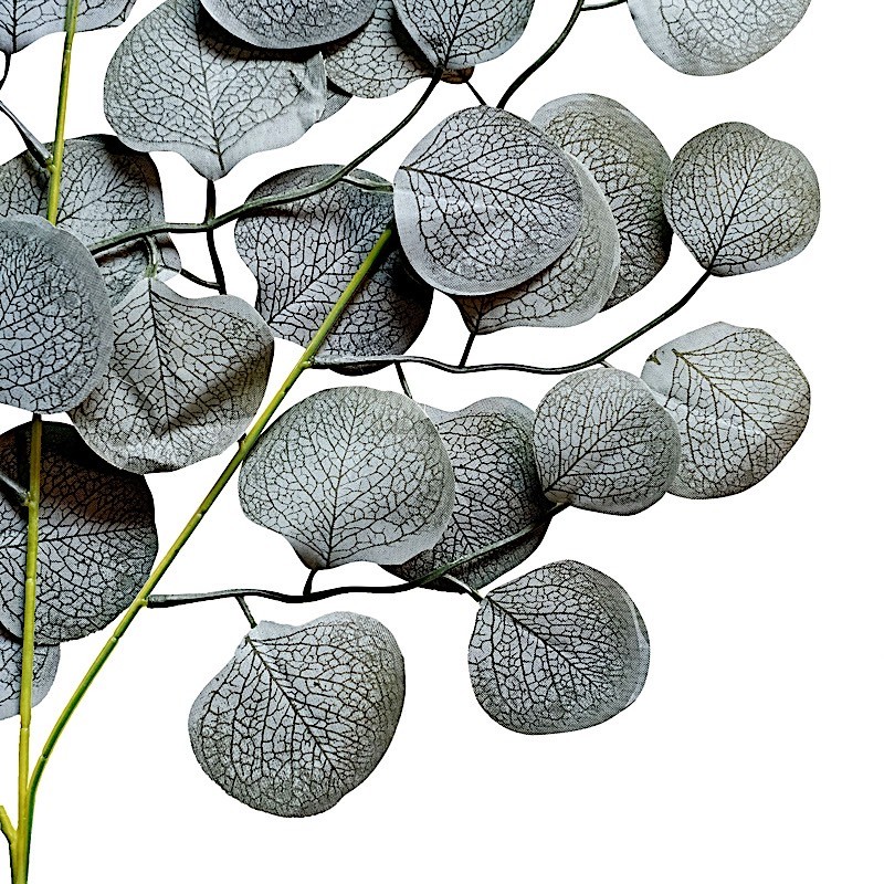 Frosted Green 4 Stems 25" Silk Eucalyptus Leaves Artificial Greenery Party