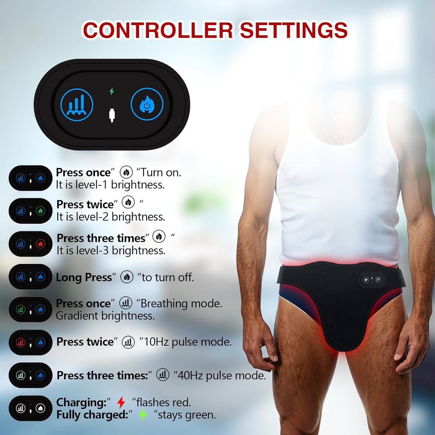 Red Light therapy Prostate Treatment Wearable Men Urinary Infection Health