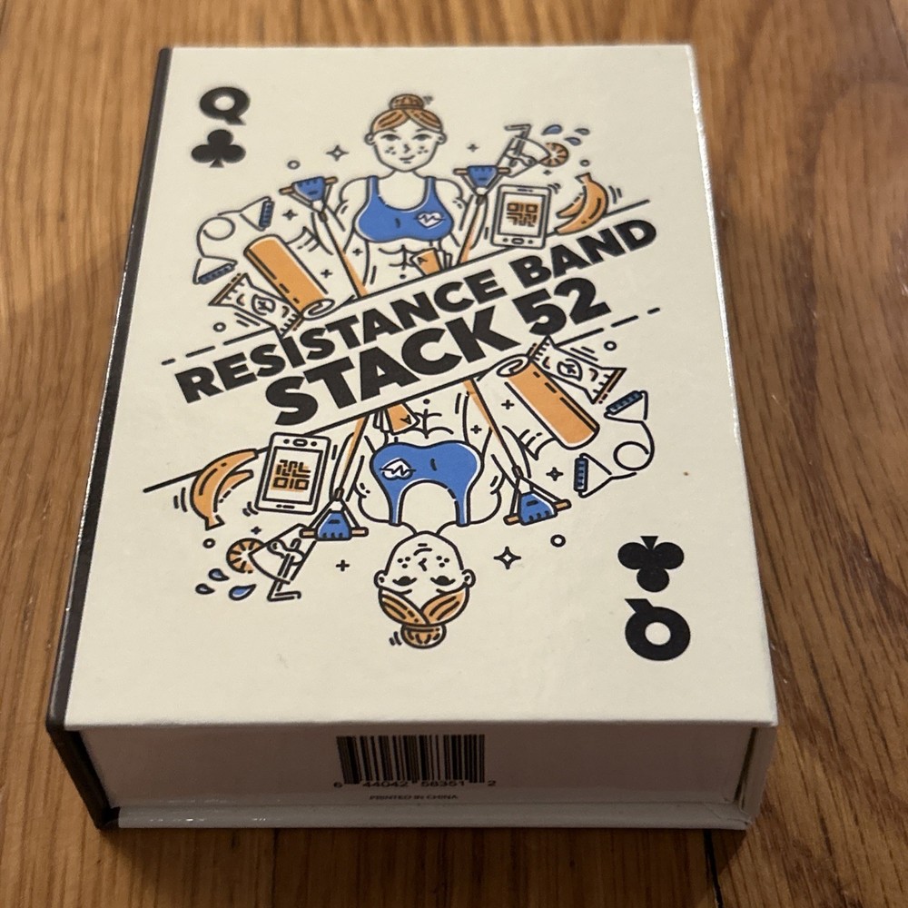 Stack 52 Resistance Band Exercise Cards Workout Game With Box