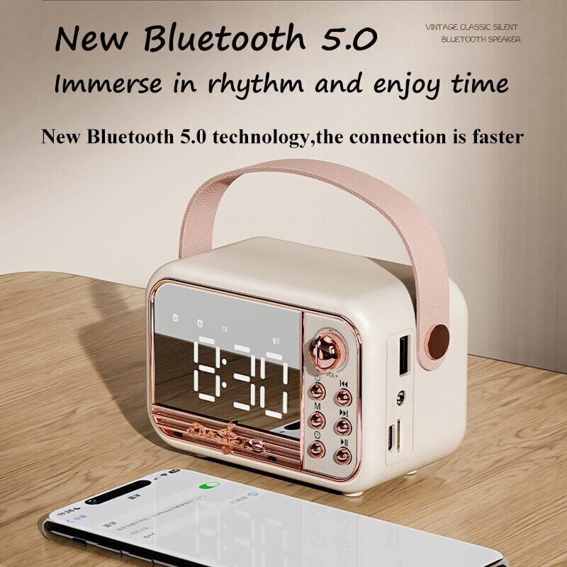 Bluetooth Speaker with Microphone HIFI Stereo Digital Display Alarm Clock