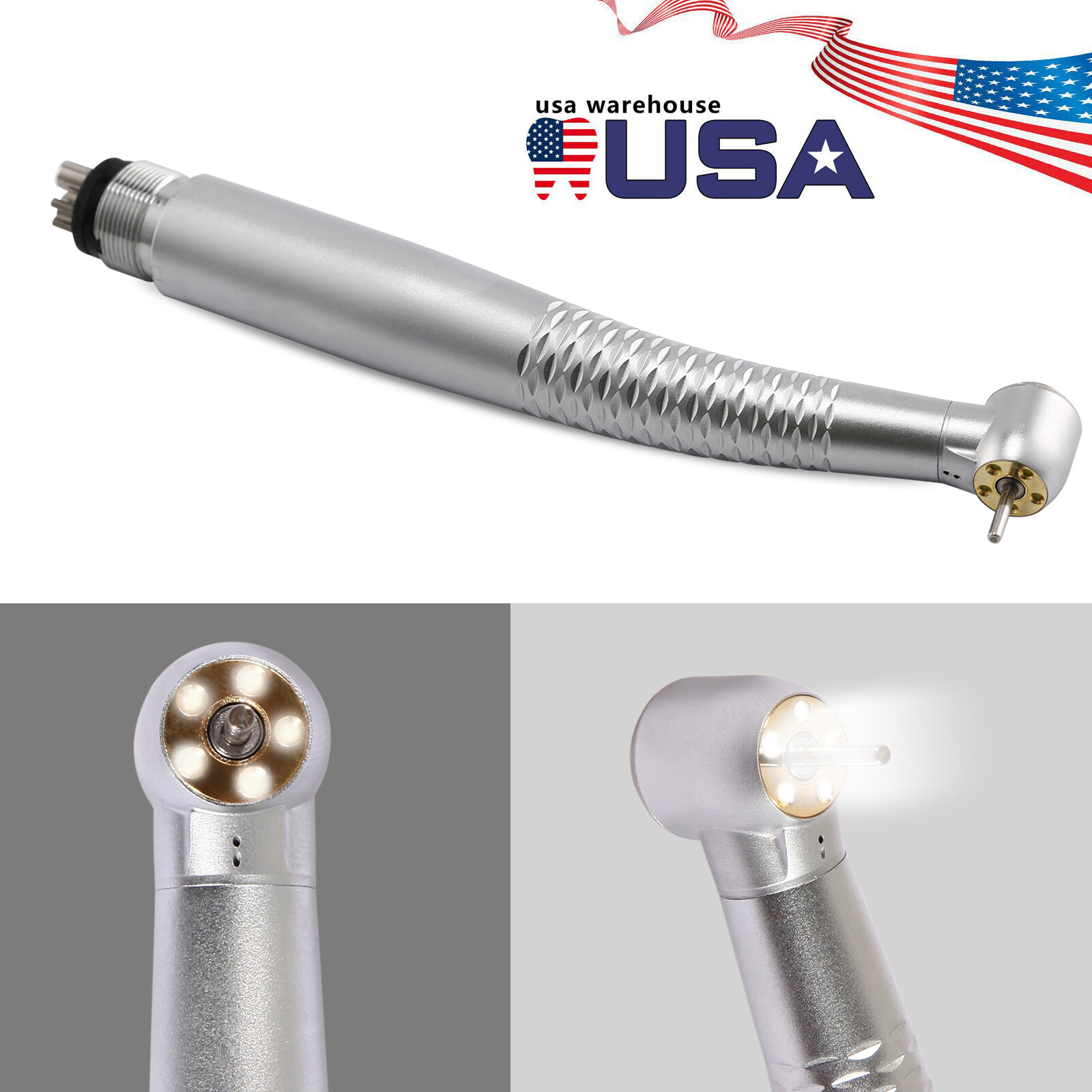 Dental 5Lights LED E-Generator High Speed Fiber Optic Handpiece 4Hole Shadowless