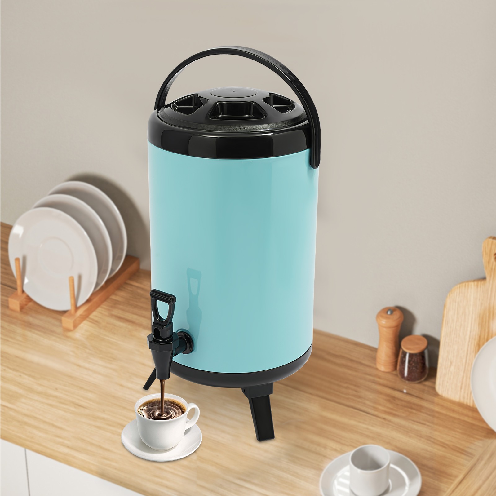10L Stainless Steel Insulated Beverage Dispenser W/ Faucet for Hot Water Coffee