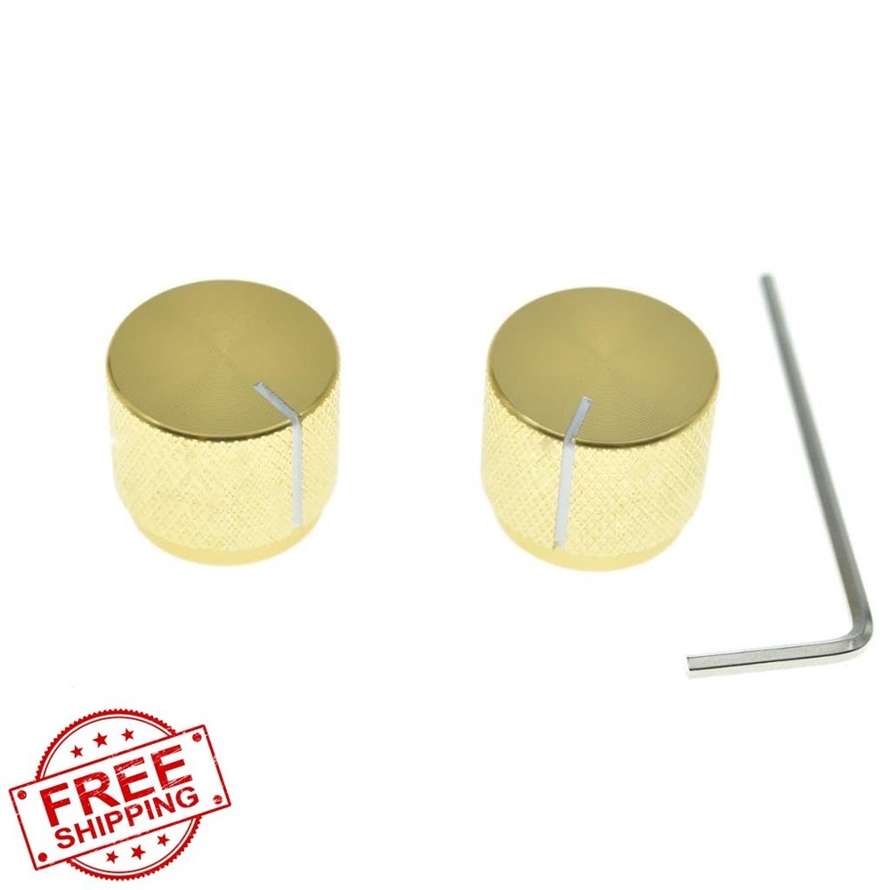 4x 20mm Potentiometer Knobs, 1/4" Shaft, Gold w/ Indicator