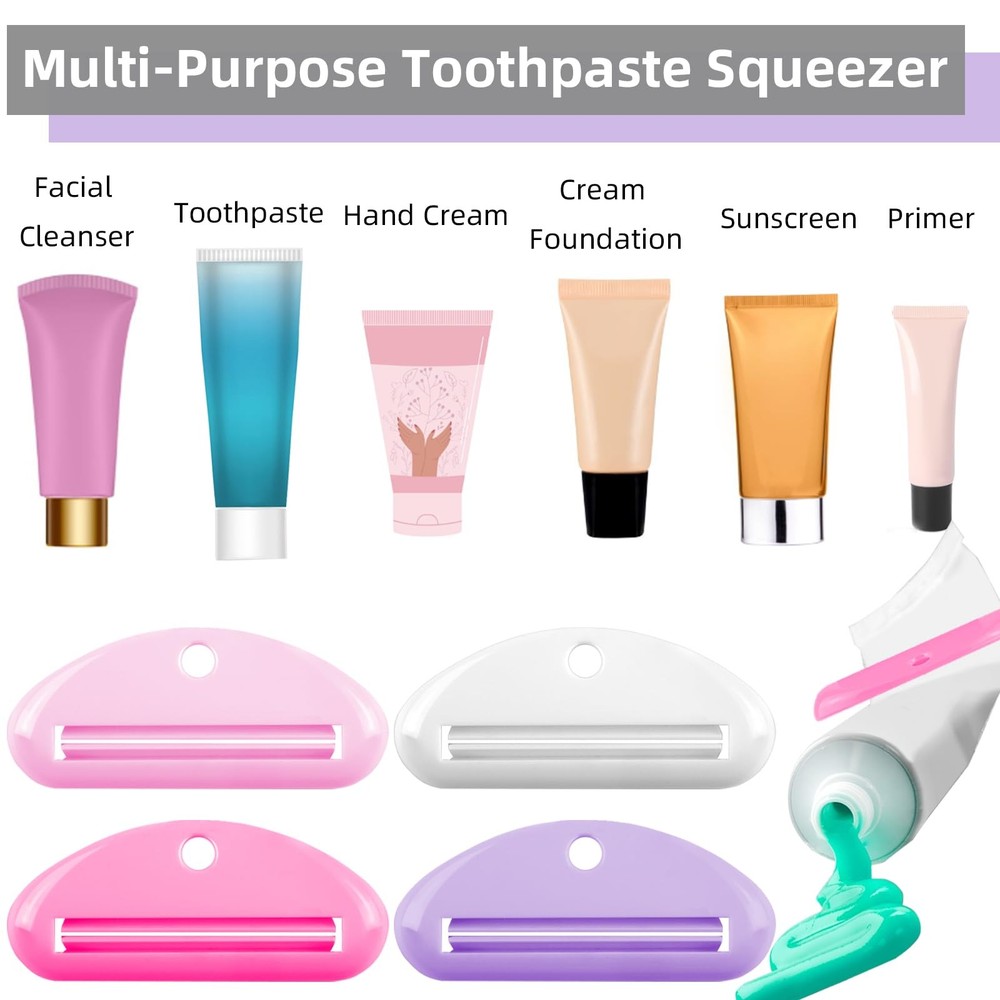 4 Pcs Toothpaste Squeezer Plastic Toothpaste Tube Squeezer Dispenser Clip