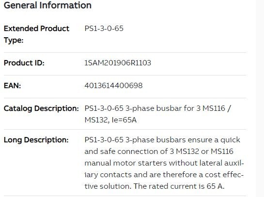 ABB PS1-3-0-65 MS116/132 65AMP