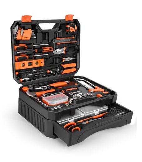 328-Piece Tool Set - Tool Kit Toolbox Storage Case with Drawer, General Orange