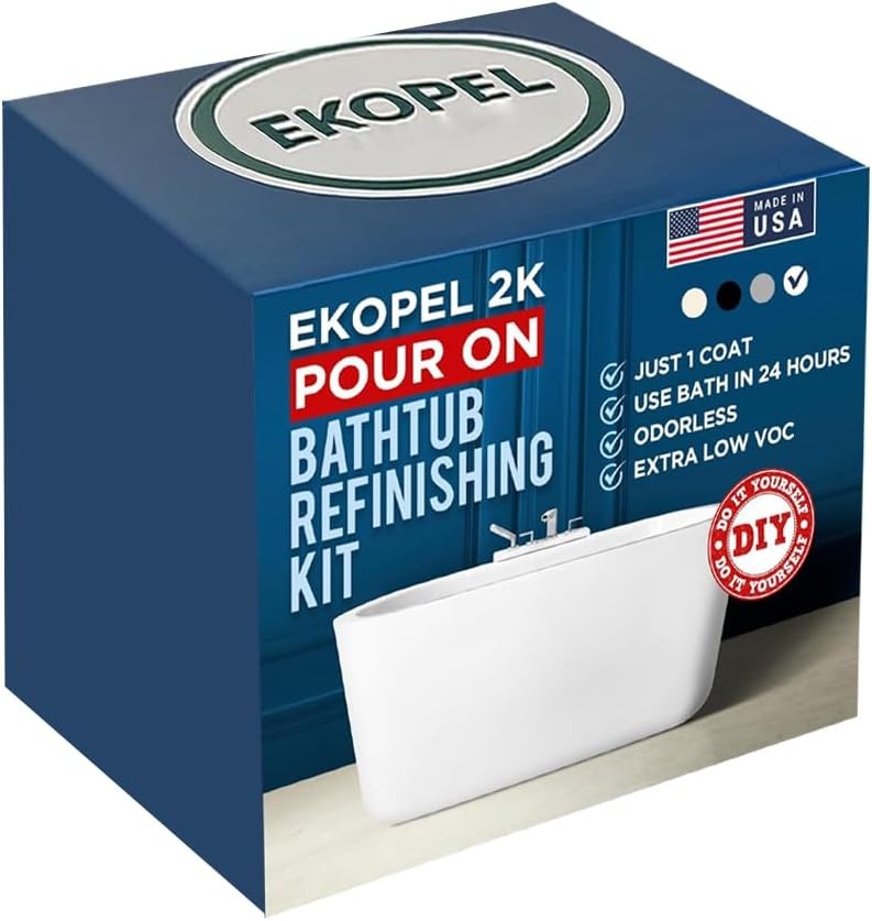 Ekopel 2K Bathtub Refinishing Kit - Pour On Bathtub Paint White Gloss Finish