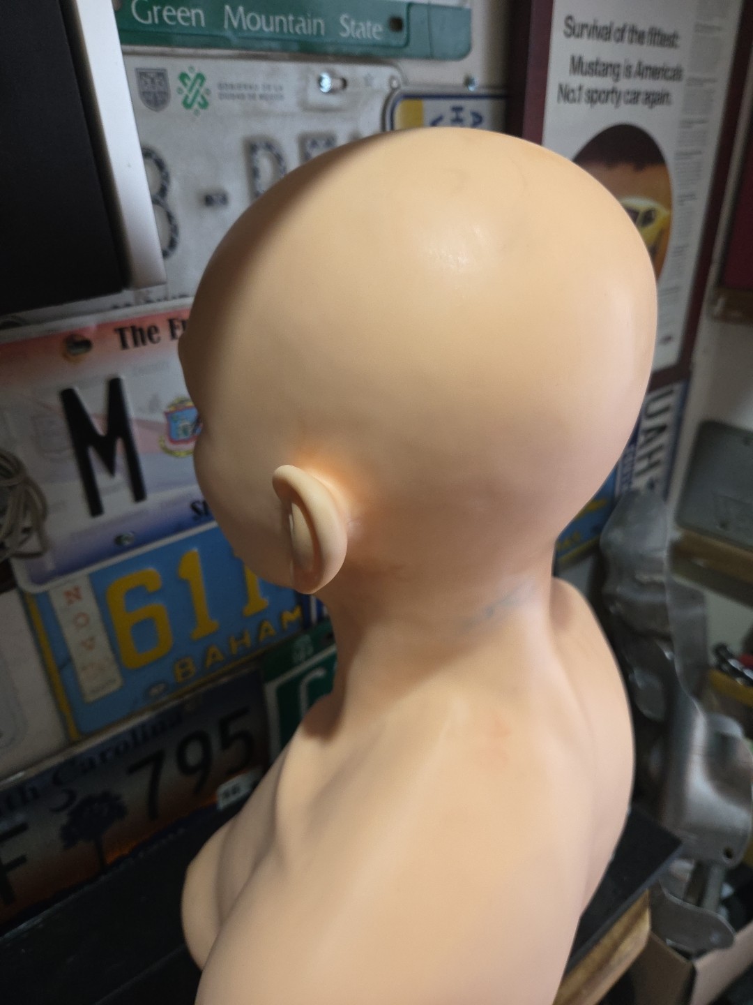 Pivot Point Mannequin Head Bald w Eyelashes Massage and Facial Practice Tool