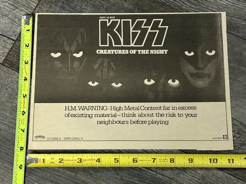 KISS Ad Advert Creatures Of The Night Vinyl Album Cassette UK Vintage Kiss