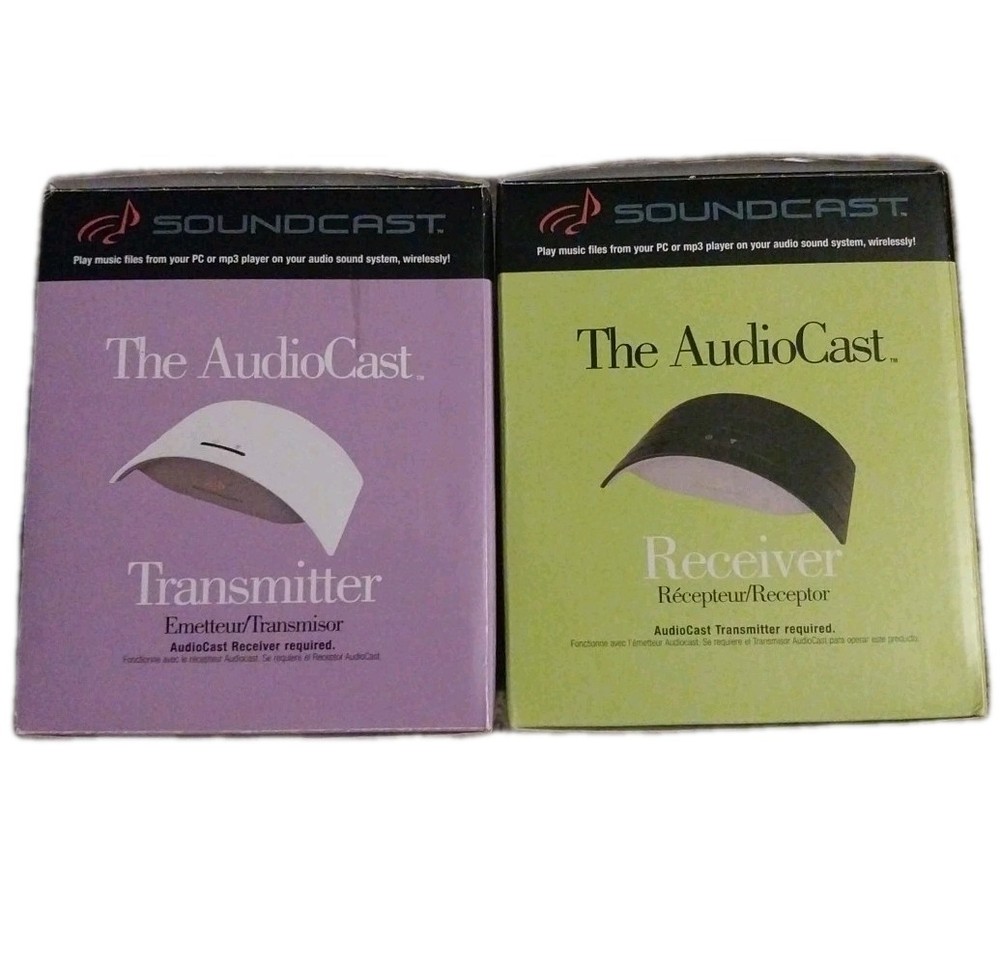 Soundcast AudioCast Wireless Audio Transmitter & Receiver Set Play Music MP3 PC