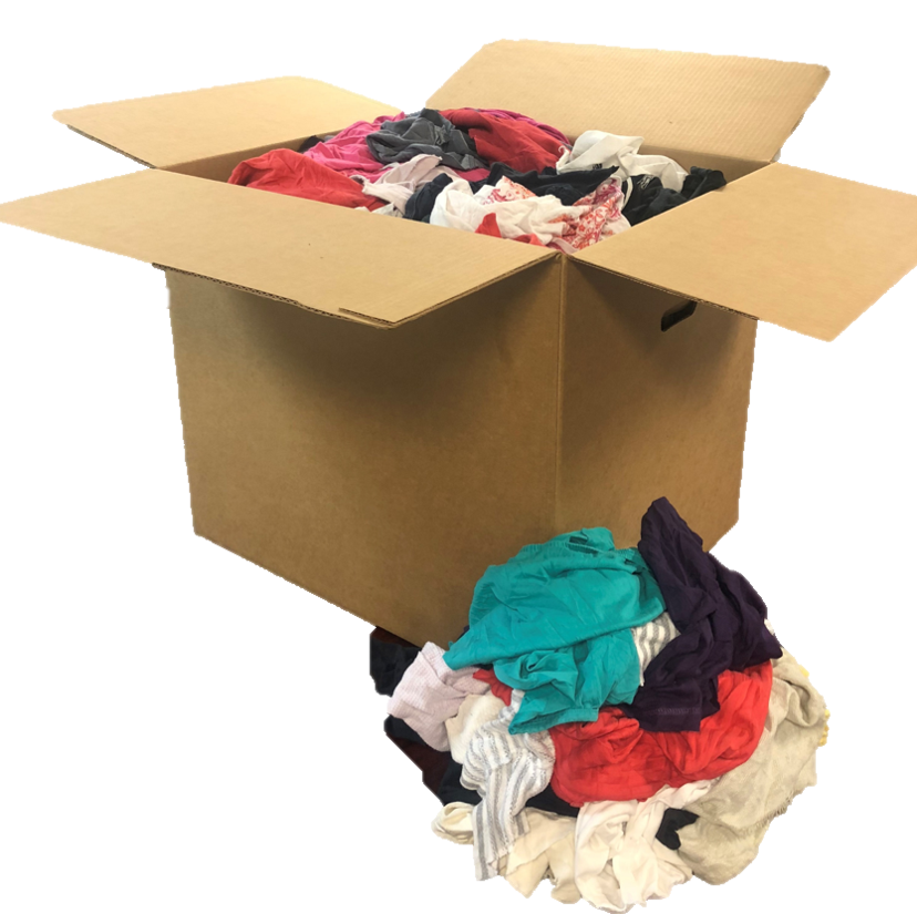PALLET OF COLORED T-SHIRT RAGS - 50 LBs - 12 BOXES - 600 LB - FREE SHIPPING!!